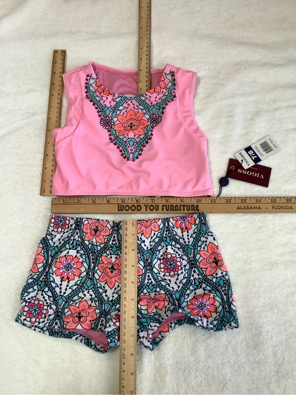 NWT Vigoss 7/8 2pc swim, cap sleeve top, boy‎ short